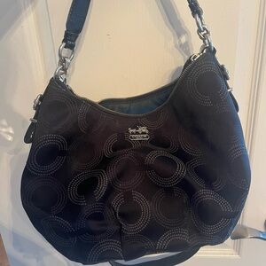 Coach Black Patterned Hobo Bag